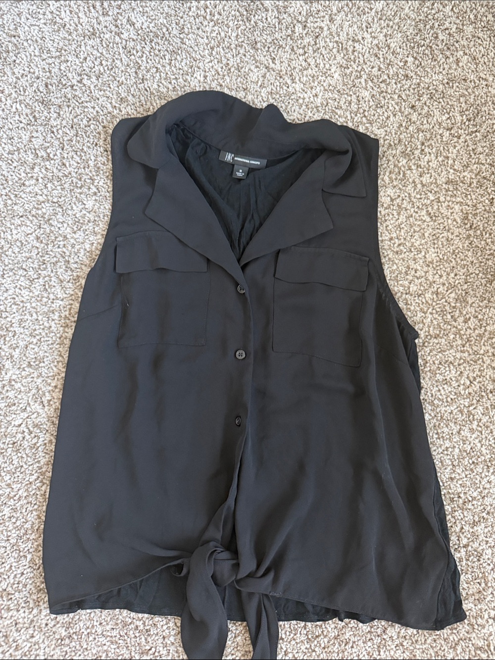 INC International Concepts Black Sleeveless Tie-Front Camisole
